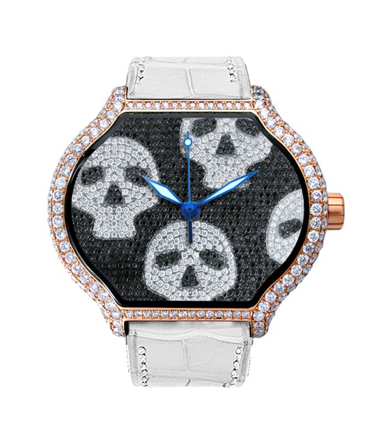 Replica DeLaCour City Medium Heart Rider Skulls Rose Gold Full Diamond WAPG0256-1008 Replica Watch